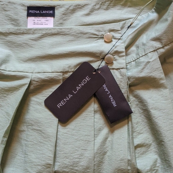 Rena Lange Pale Green Pleated Skirt - Picture 4 of 5